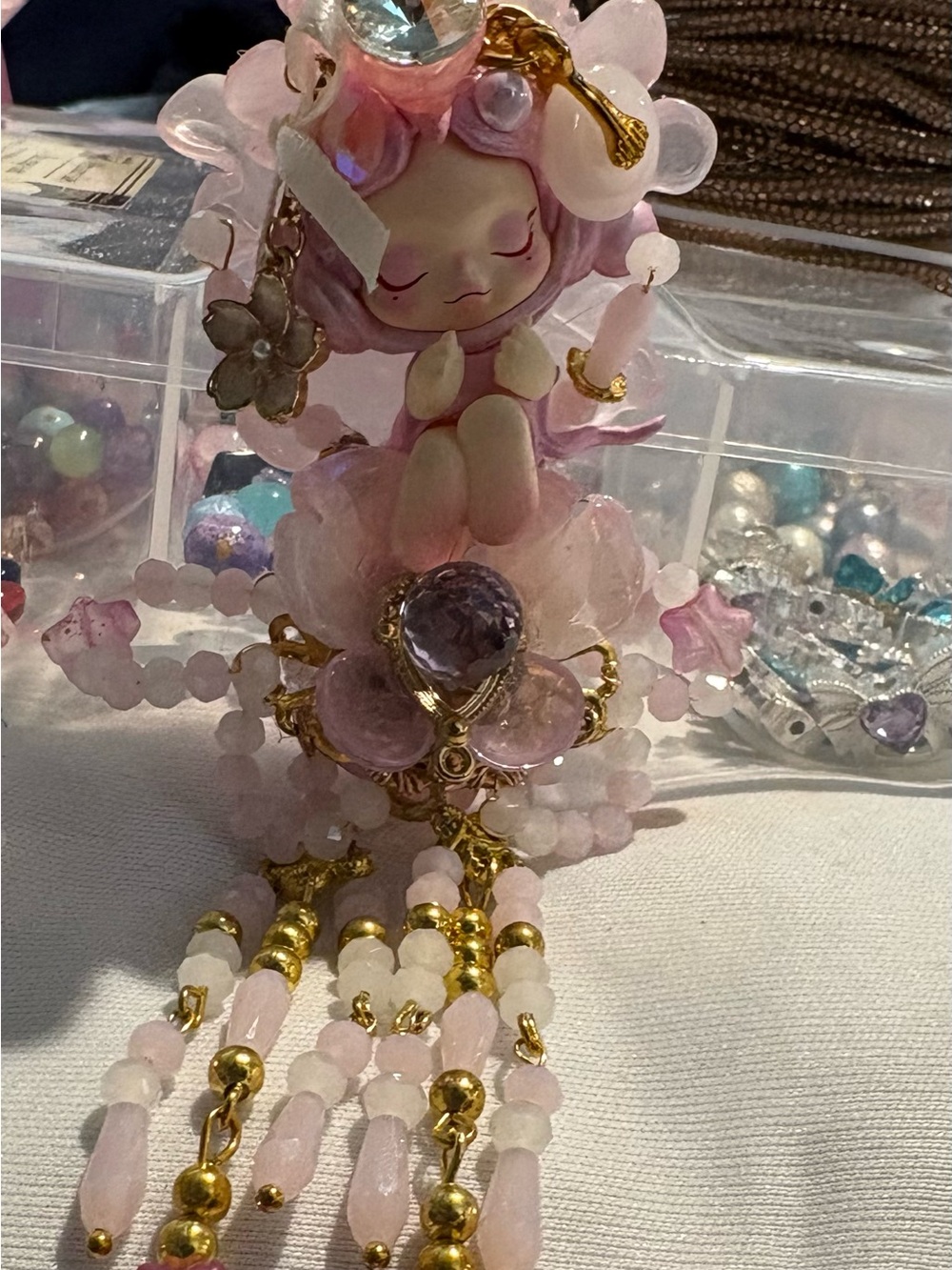 Pretty in Pink Shy Skull Panda Figurine